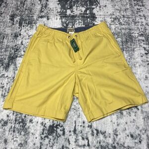 L.L. Bean Classic Fit Dock Shorts Mens M Yellow Drawstring Waist 100% Cotton NWT